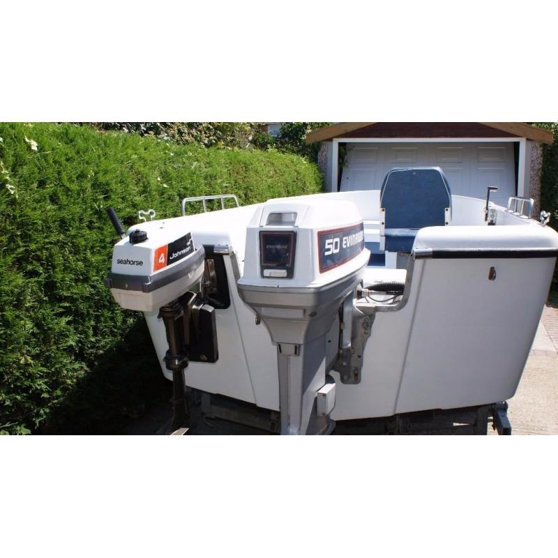 18ft Swedish Ryds Fishing Boat + Roller Coaster Trailer + 2 Outboard Engines