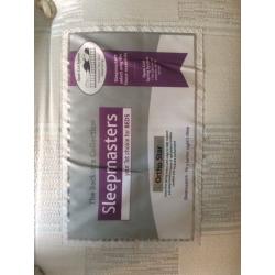 Small Double (three quarter) wooden bed stead and Sleepmasters firm mattress.