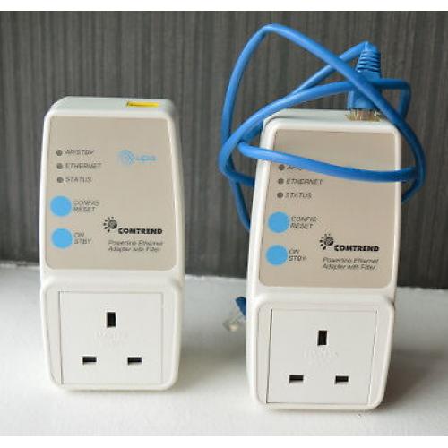 2 x Comtrend PowerGrid 902 Powerline Ethernet Adapters with filter