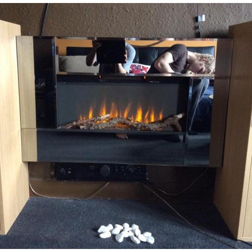 STAFFORD LARGE WIDESCREEN WALL MOUNTED ELECTRIC LIVING FLAME MIRROR GLASS FIRE FIREPLACE