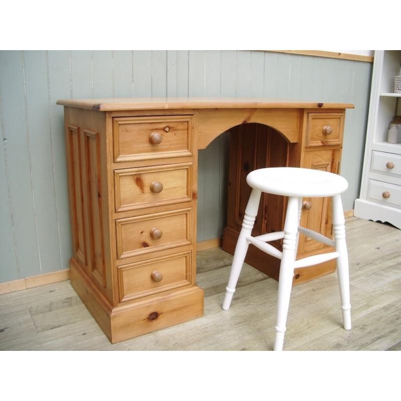 Small Solid Pine Dressing Table and Stool.