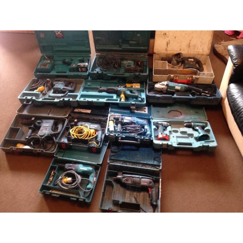 Job lot of Makita and Bosch breakers and hammer drills