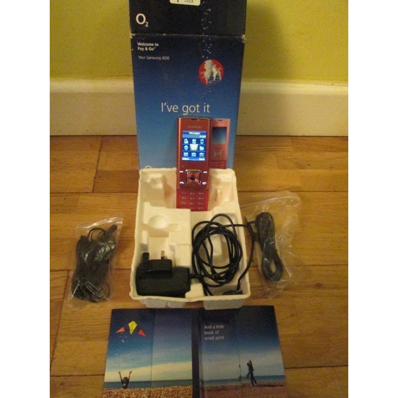 Samsung SGH J600 - Pink (O2/Tesco) Mobile Phone, Wall Charger, Ear Phones, Box and booklets
