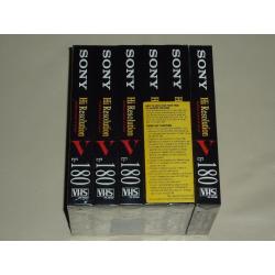 6 x Sony Hi Resolution VHS 3 Hour Video Cassette Tapes E-180 New Sealed