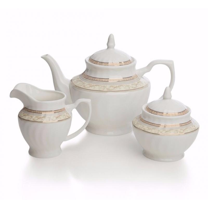 Designer Gold Fine Bone China 3 Piece Teapot Set