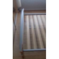 Double bed frame metal and wooden frame