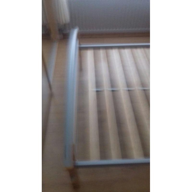 Double bed frame metal and wooden frame