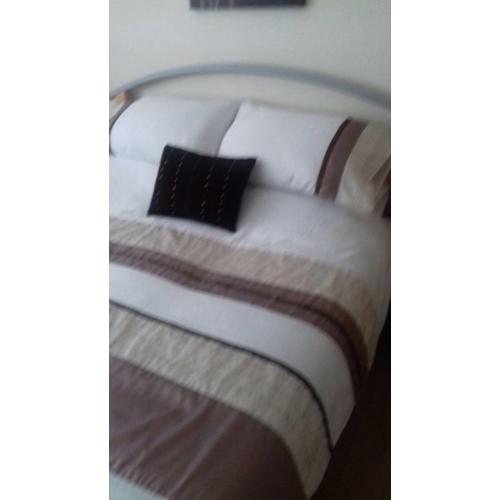 Double bed frame metal and wooden frame