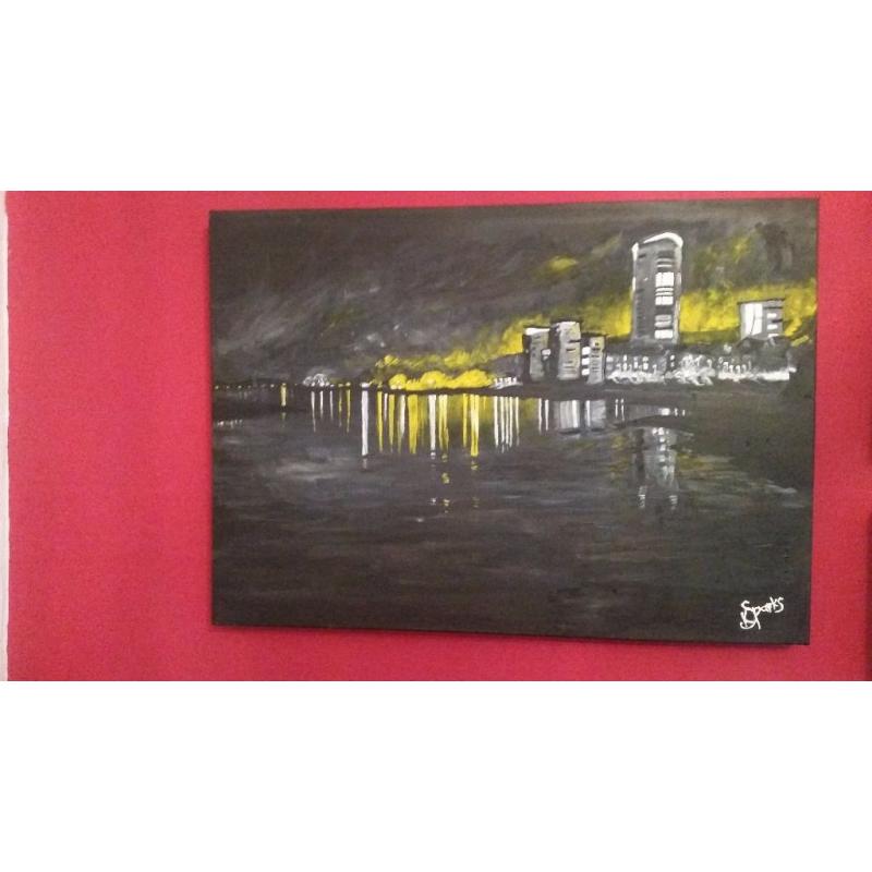 Water paints canvas "Swansea "