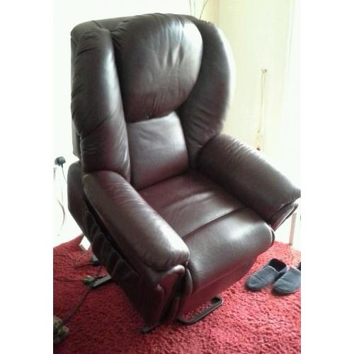 Leather rise and recline chair