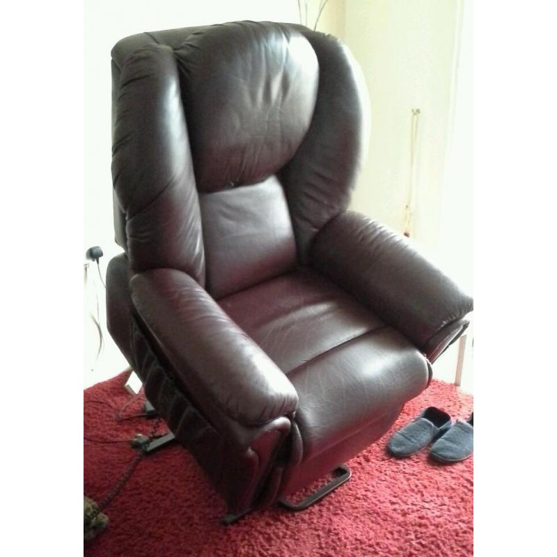 Leather rise and recline chair