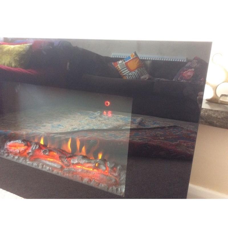Charmouth wall-hung, remote controlled, black, electric fire