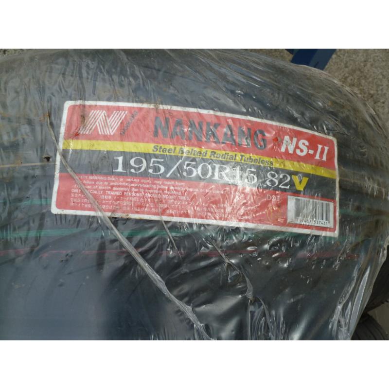 195-50-15 Tyres:- 1 pair new and 1 pair part worn.