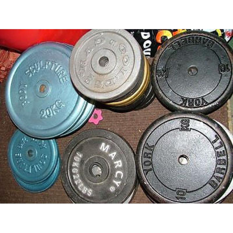 one inch metal weights selection, over 200kg