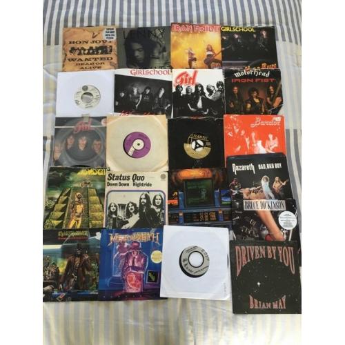 Rock metal 7" record vinyl singles lot Maiden Budgie Magna Carta