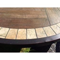 Ex Display Large Tile top Garden Table with 4 Rattan Chairs