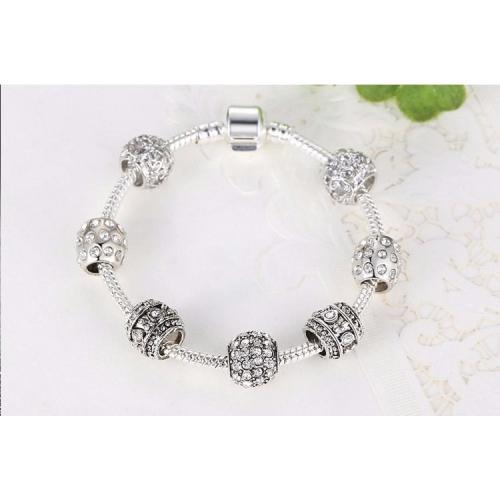 Charm bracelet silver & cubic zirconia style jewels & charms- not Pandora 20cm