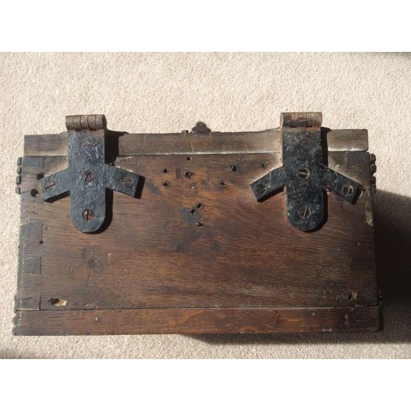 Antique 17th/18th C church strongbox, collection box.