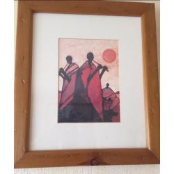 Set of 3 African Framed & Mounted Pictures