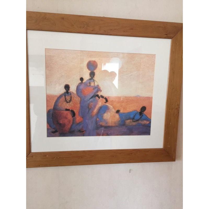 Set of 3 African Framed & Mounted Pictures