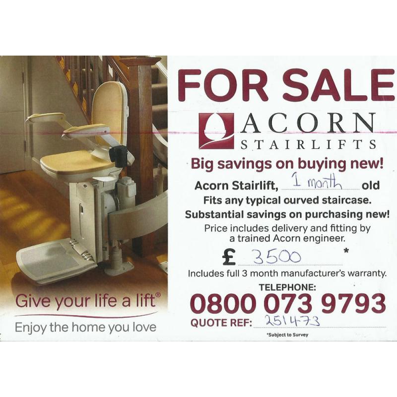 Brand New Acorn Stair Lift - installed but never used