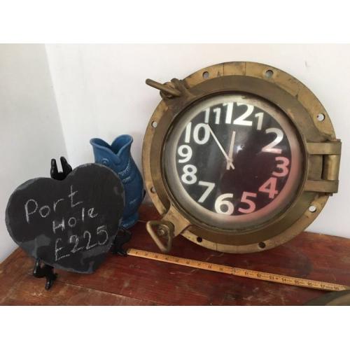 Antique brass port hole clock sailing vintage retro very heavy