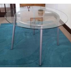 IKEA Round Glass Table & 4 Grey Chairs