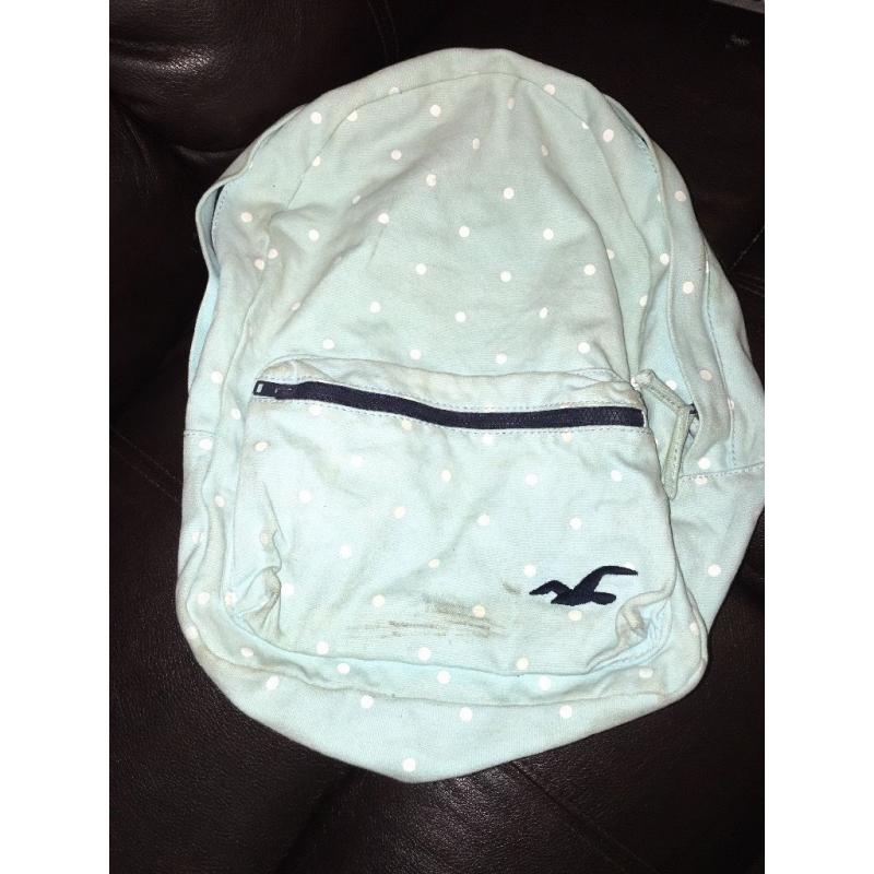 Blue spotty hollister backpack