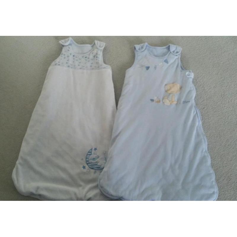 Two blue baby sleeping bags 6-12 months