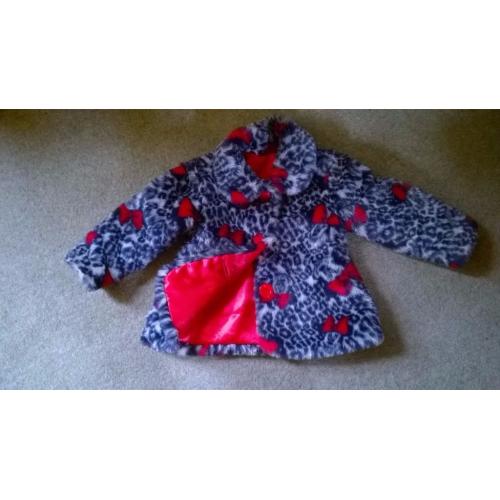 Girls blue fun fur coat age 3 - 4
