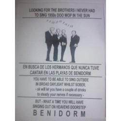 Do You Holiday in Benidorm ? Aged 21 to 70 ? And can hold a tune ?