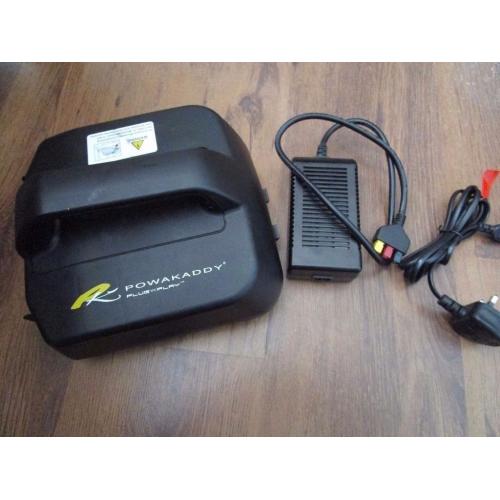 Unused BATTERY AND CHARGER to fit Powakaddy Plug n Play Trolley et al