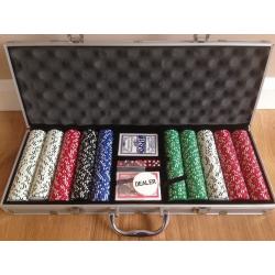 500 Piece, 11.5g Poker Chip Set in Aluminium Case (mint condition)