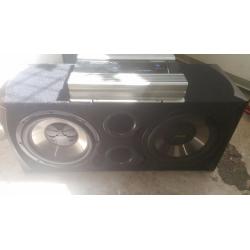 Fusion double bass box kenwood 1200watt mono amp