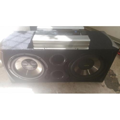 Fusion double bass box kenwood 1200watt mono amp