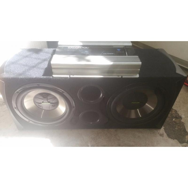Fusion double bass box kenwood 1200watt mono amp