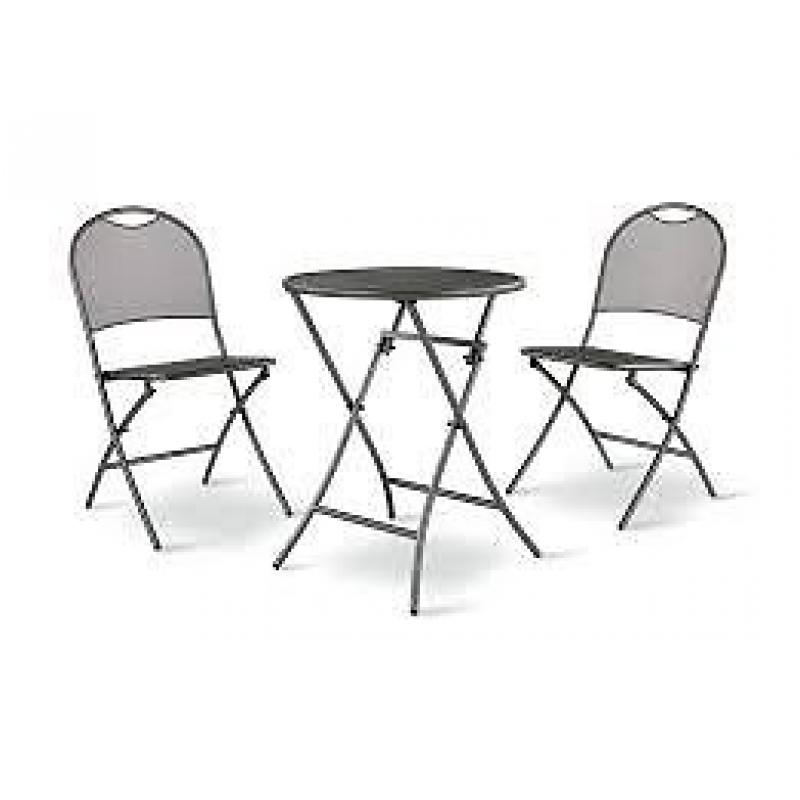 CAFE LATTE TABLE AND 2 CHAIRS SET 3PC - IRON GREY