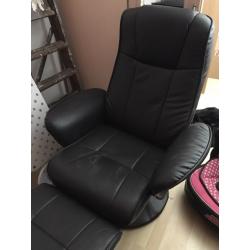 Leather recline chair with footstool