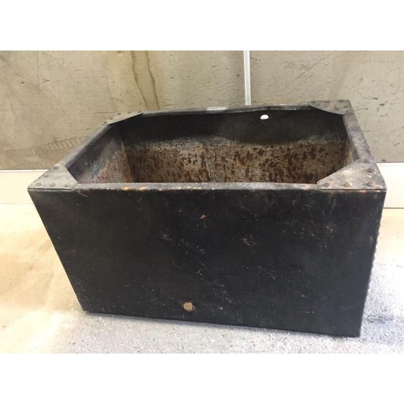 Black galvanised metal water tank / planter