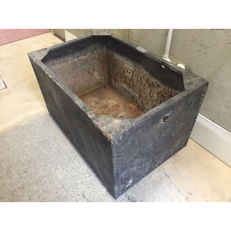 Black galvanised metal water tank / planter