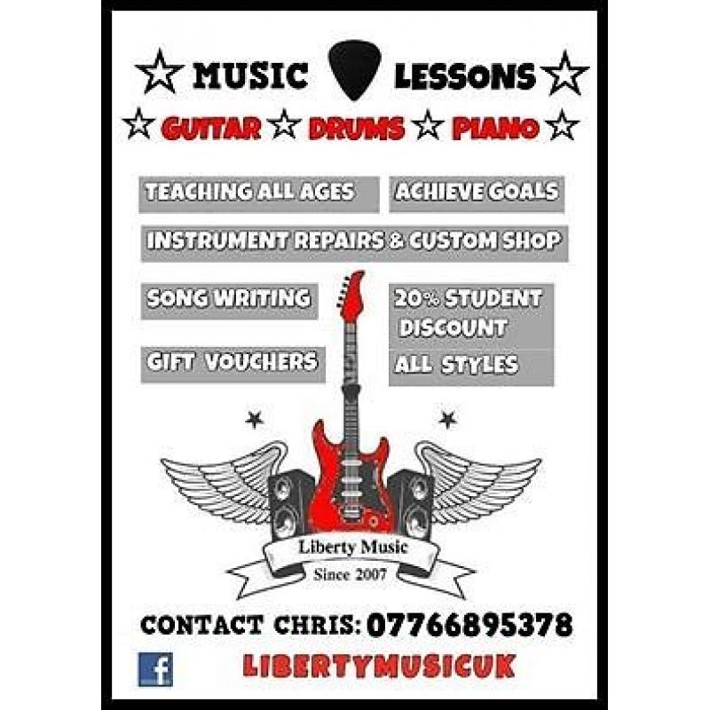 GUITAR AND DRUM LESSONS