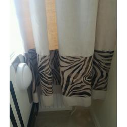 Cream and bronze tiger print curtains 220cm L x 100cm W professionally made exc quality