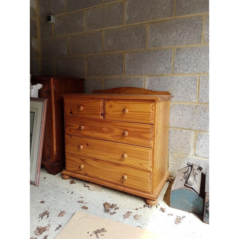 Pine Chest of Drawers and side table