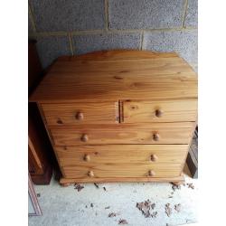 Pine Chest of Drawers and side table