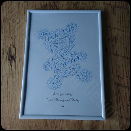 Handmade Photo Frame | Word Art | Personalised | Teddy |
