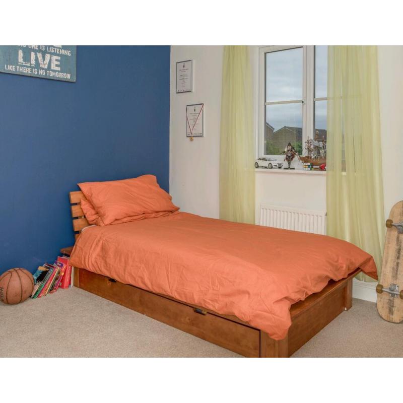 Single bed frame with mattress
