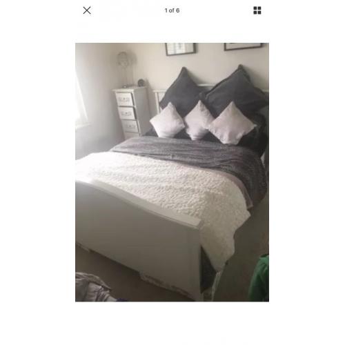 King size shabby chic bed frame - ivory wood! Beautiful - paid £700!!