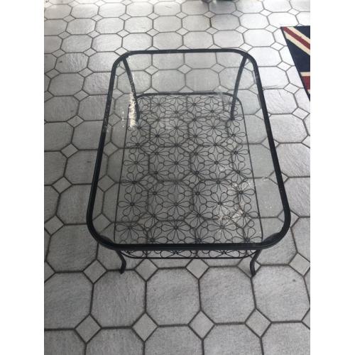 IKEA Glass Coffee Table, black metal.