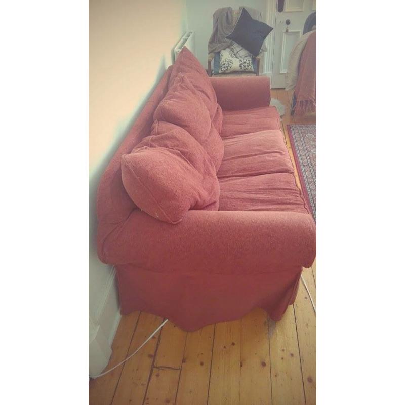 free duck feather red sofa pick up only
