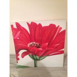 DOUBLE RED GERBERA DAISY WALL ART CANVASES